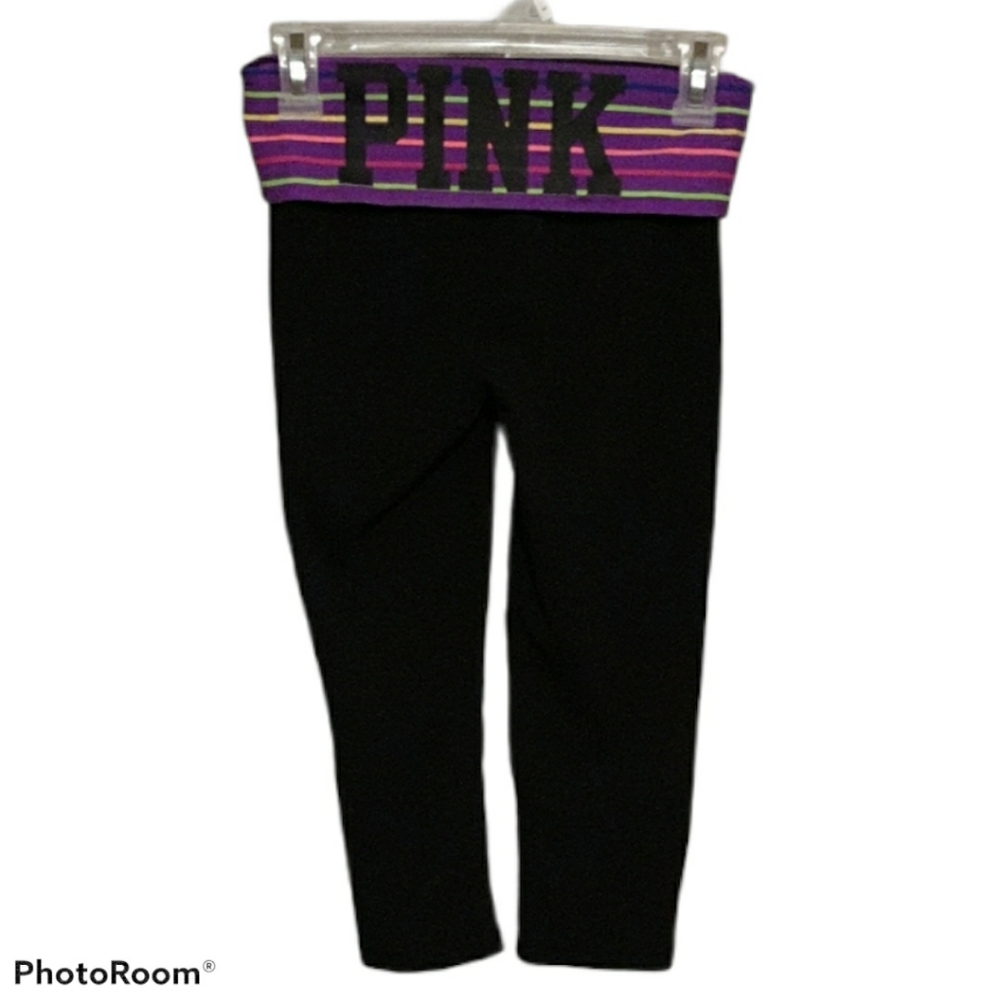 Pink Victoria's Secret black yoga capri leggings